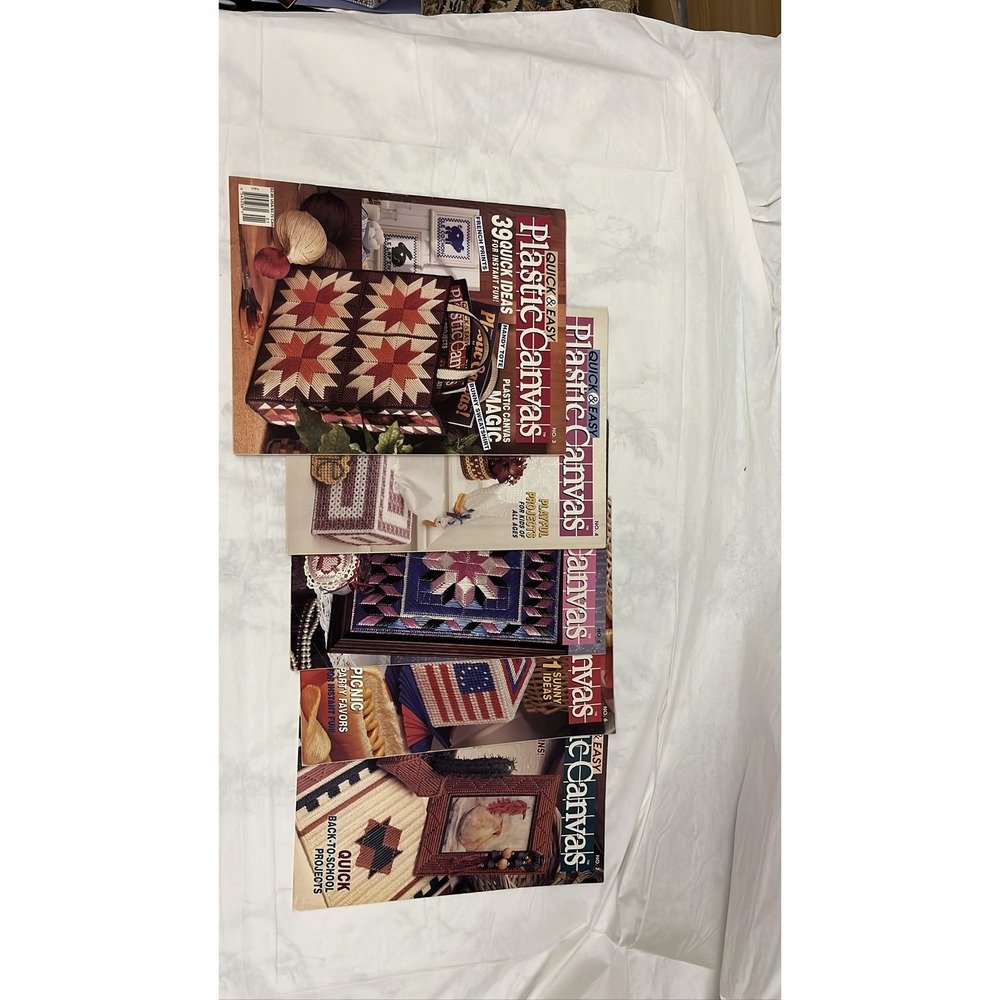 Quick & Easy Plastic Canvas Magazine Lot Nos 3 4 5 6 7 Pattern Booklets 90s DIY